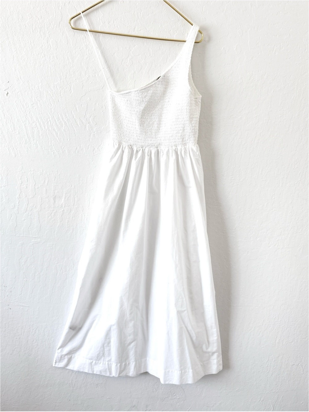 Massimo Dutti One-Shoulder White Midi Dress 100% cotton small - Picture 5 of 11